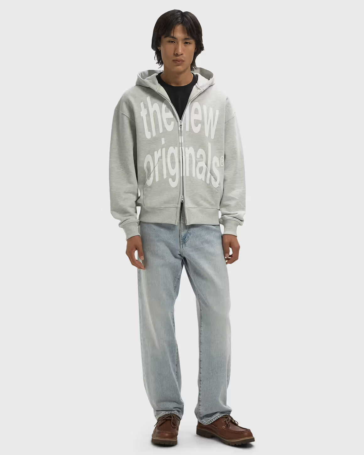 The new originals Big logo zip up hoodie | Light Grey Melange