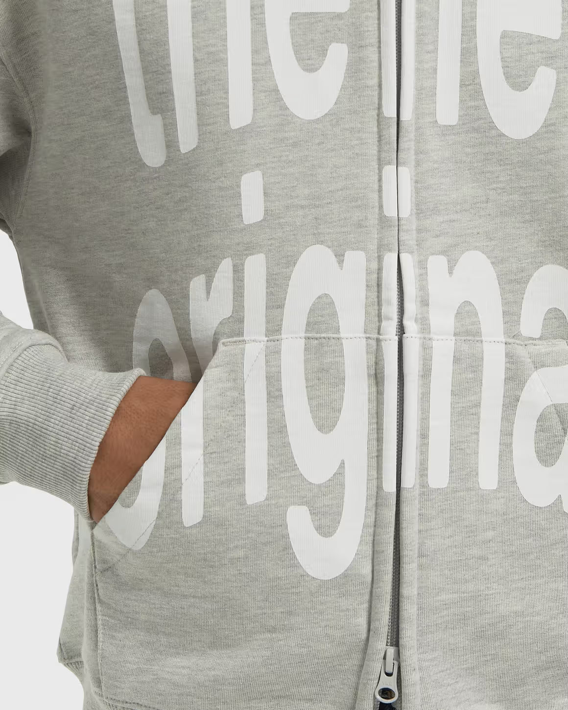 The new originals Big logo zip up hoodie | Light Grey Melange