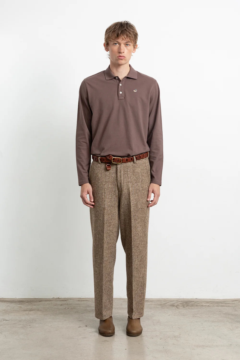 EDMMOND DUCK POLO LS PLAIN CHOCOLATE