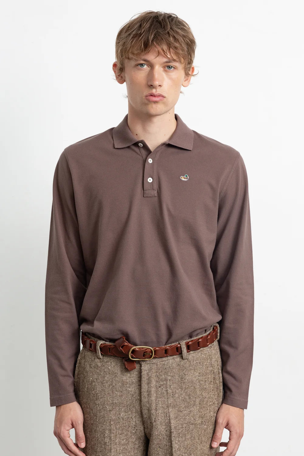 EDMMOND DUCK POLO LS PLAIN CHOCOLATE