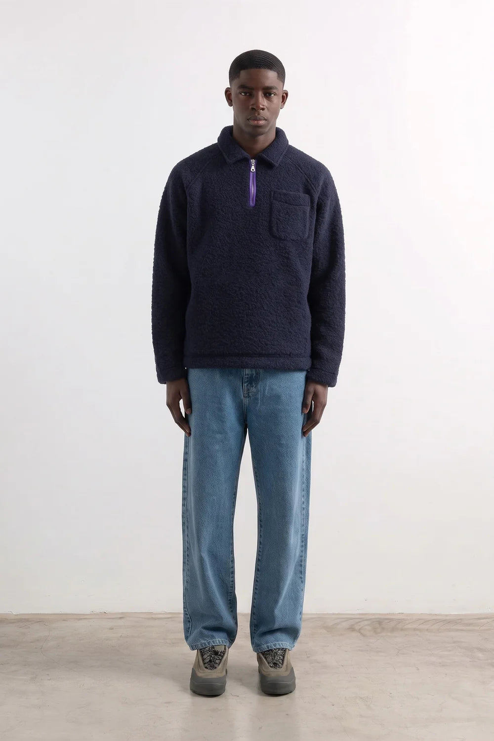 EDMMOND UNCONVENTIONAL ZIP LOGO PLAIN NAVY