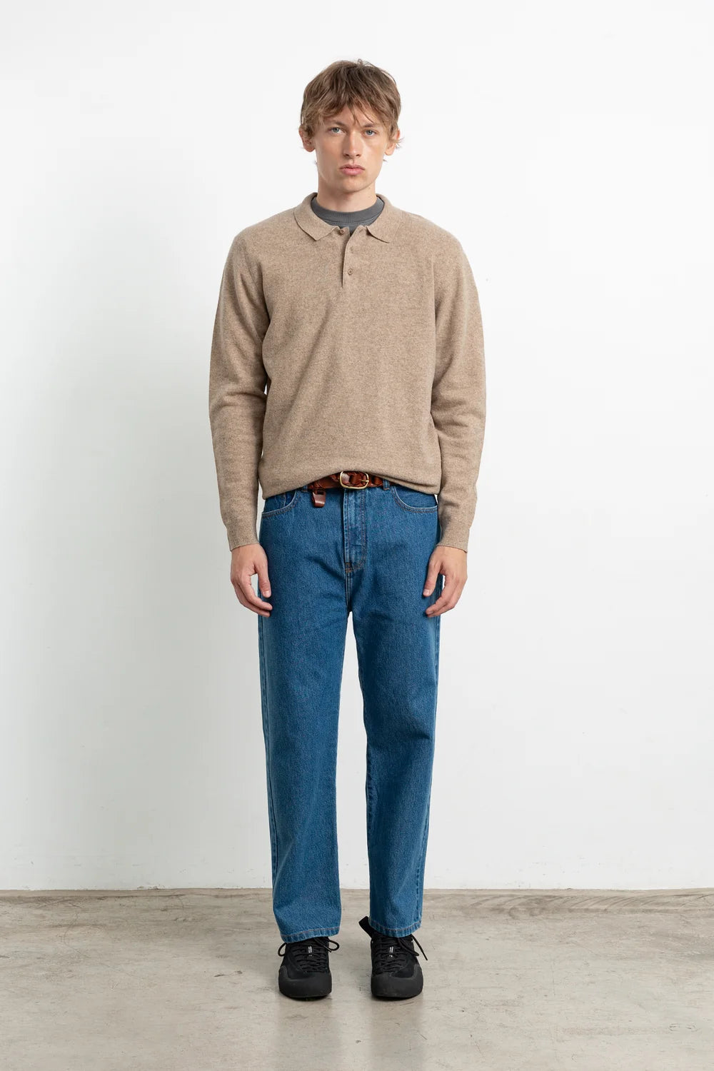 EDMMOND WOOL POLO PLAIN TAN