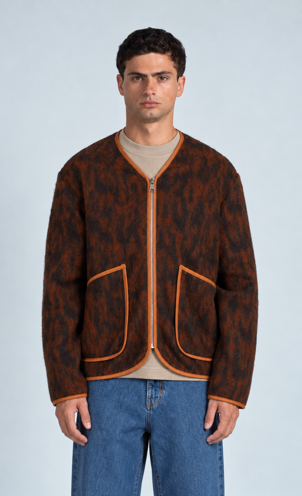 Wooden Cameron zip maculato