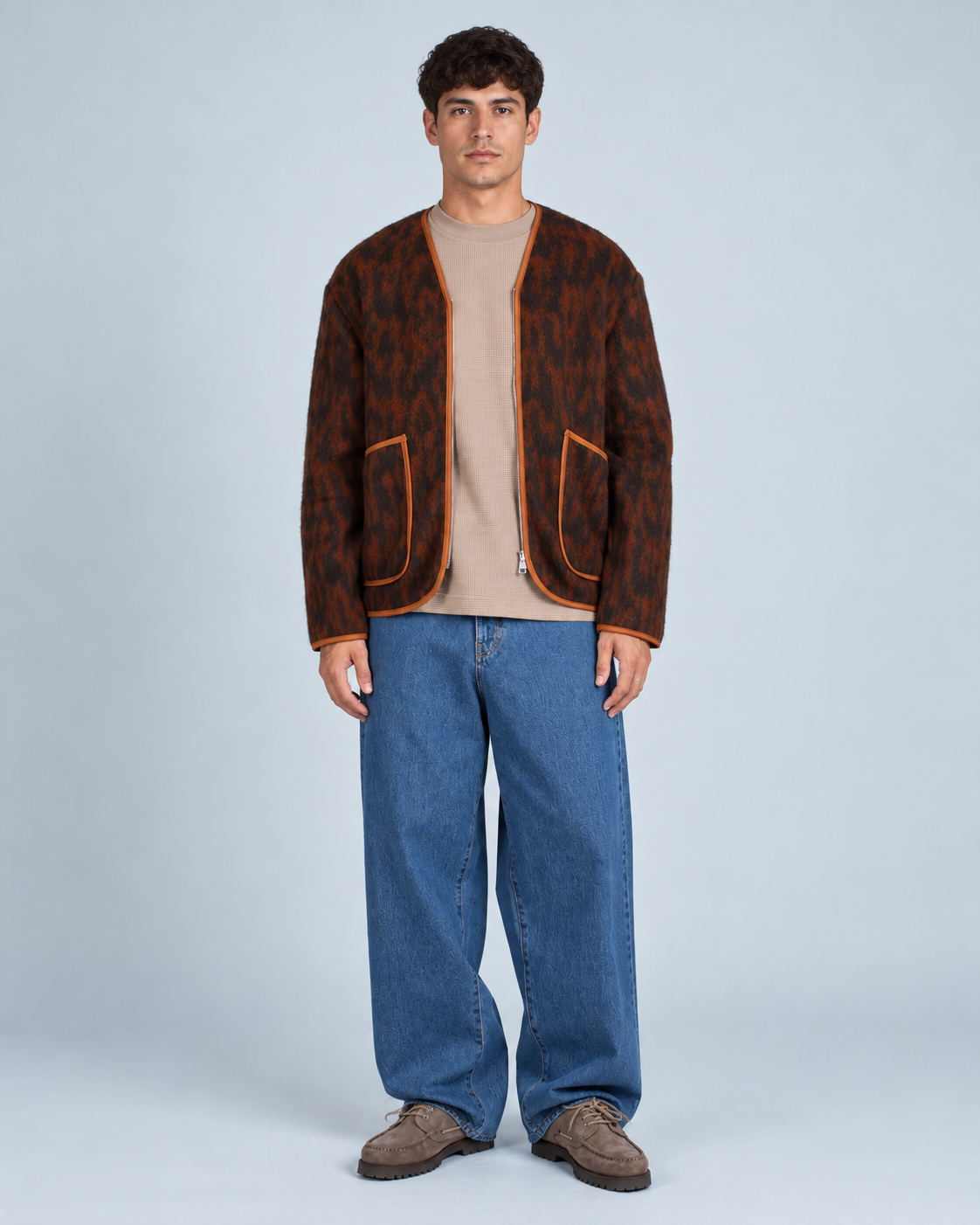 Wooden Cameron zip maculato