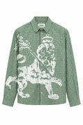 The new originals lion button shirt dark green check
