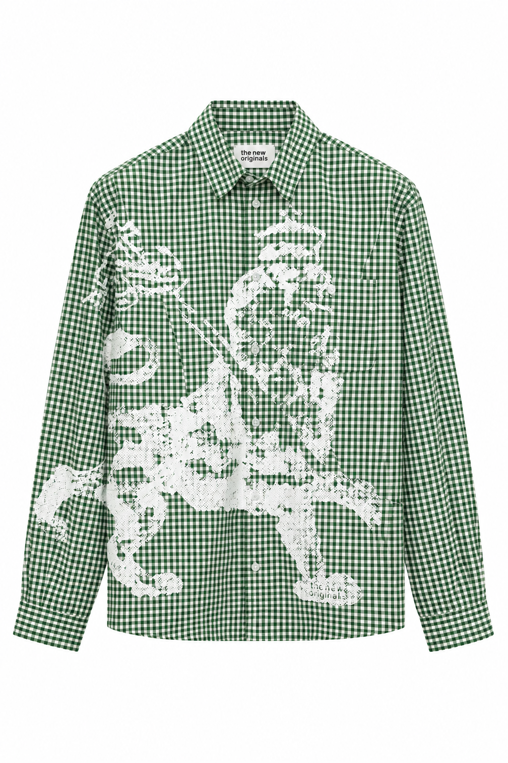The new originals lion button shirt dark green check