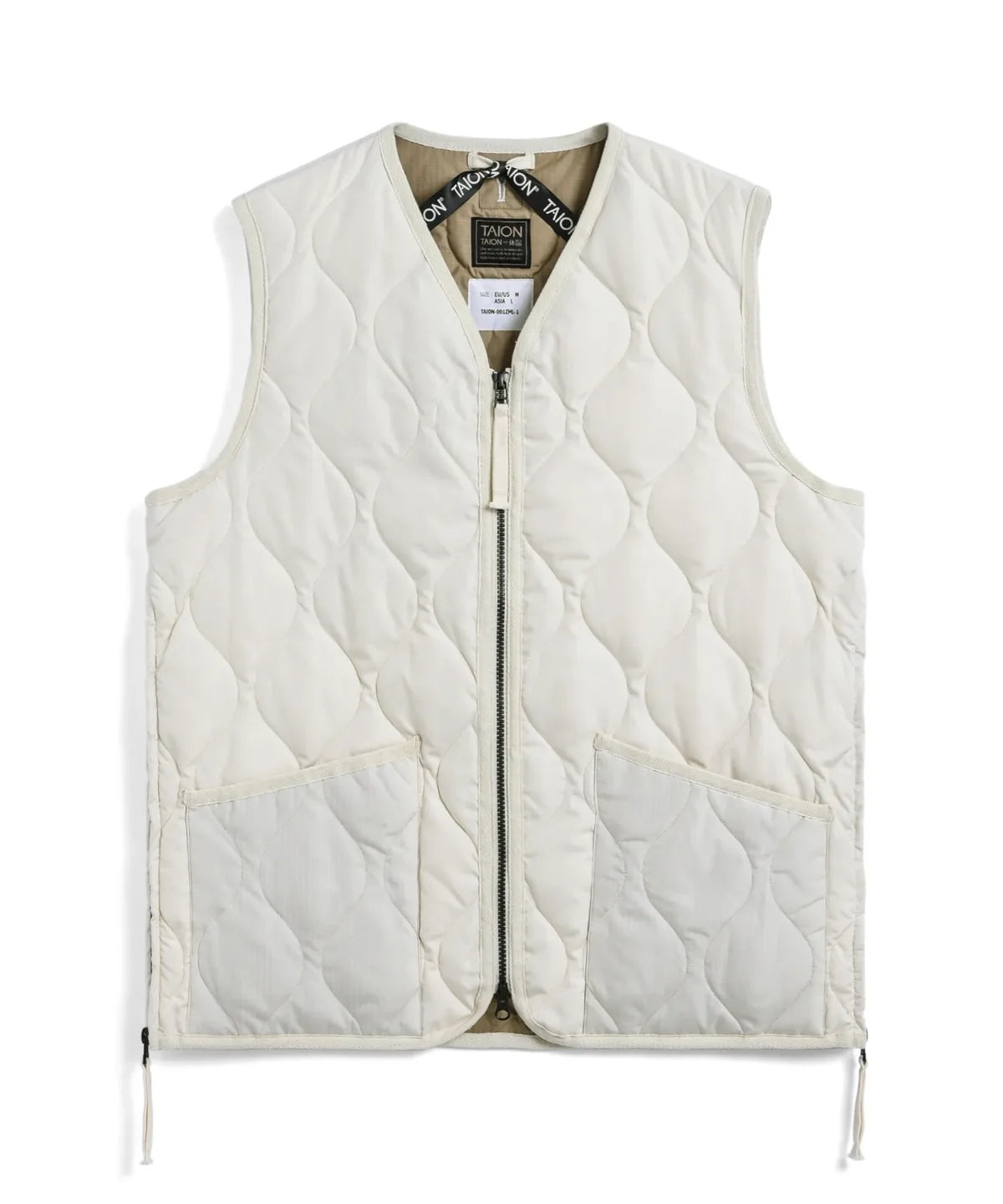 TAION MILITARY ZIP V NECK DOWN VEST OFF WHITE (HARD SHELL)