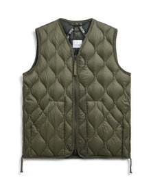 TAION MILITARY V NECK W-IP DOWN VEST D.OLIVE (SOFT SHELL)