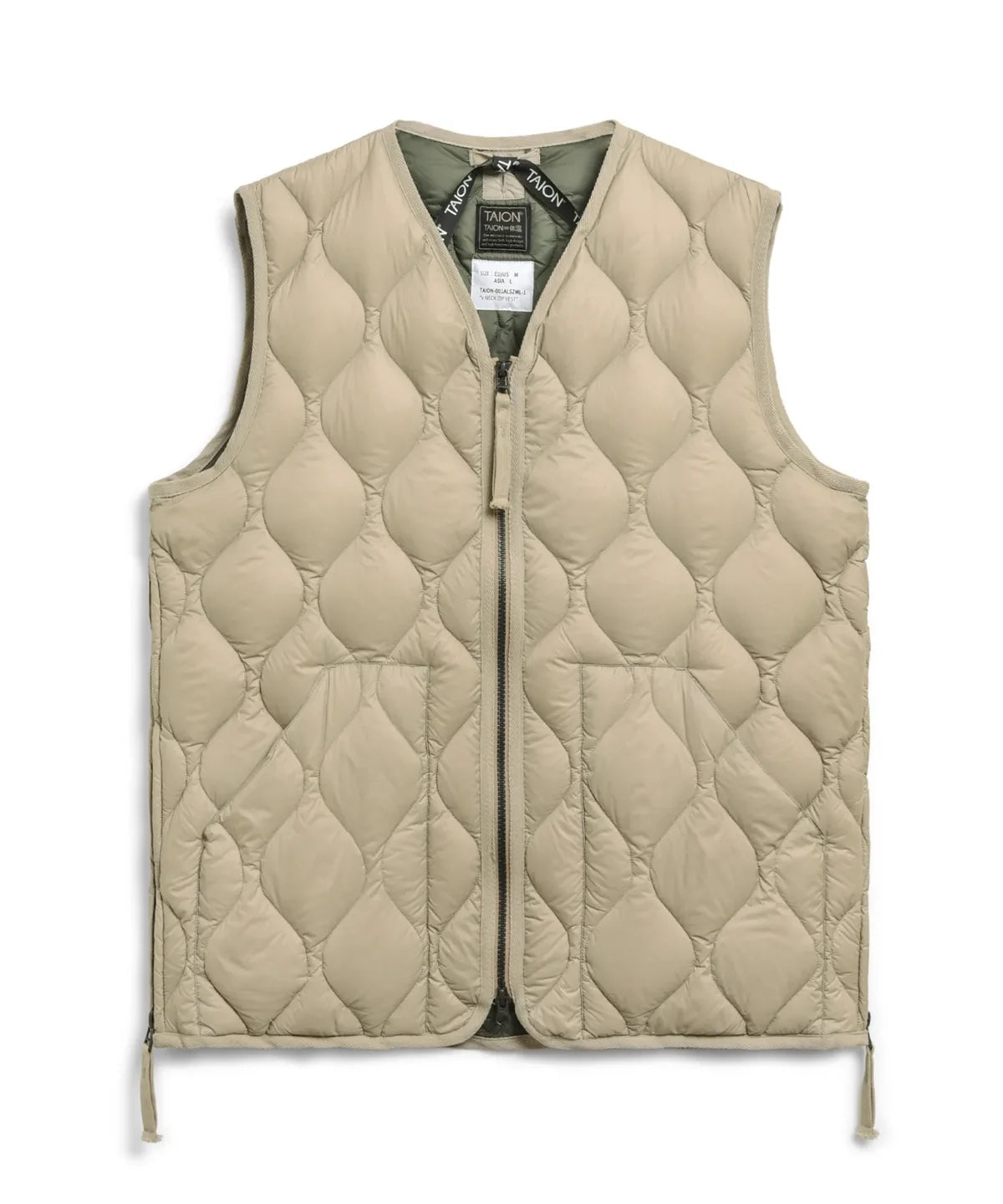 TAION MILITARY V NECK W-IP DOWN VEST G.BEIGE (SOFT SHELL)