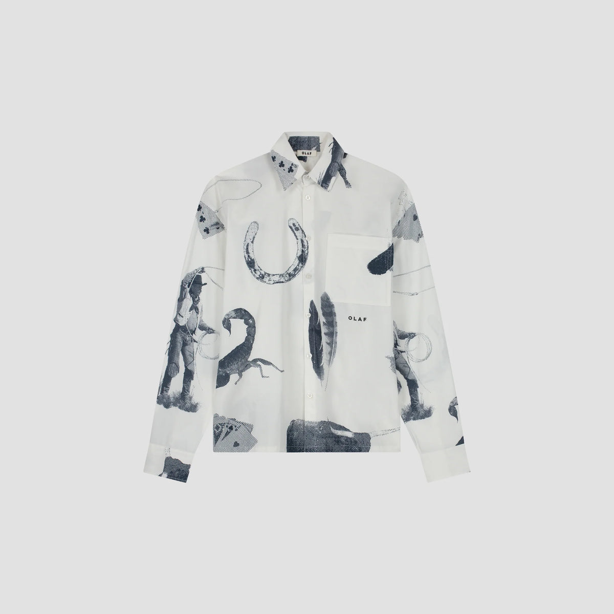 COWBOY AOP BOXY TEE WHITE/NAVY