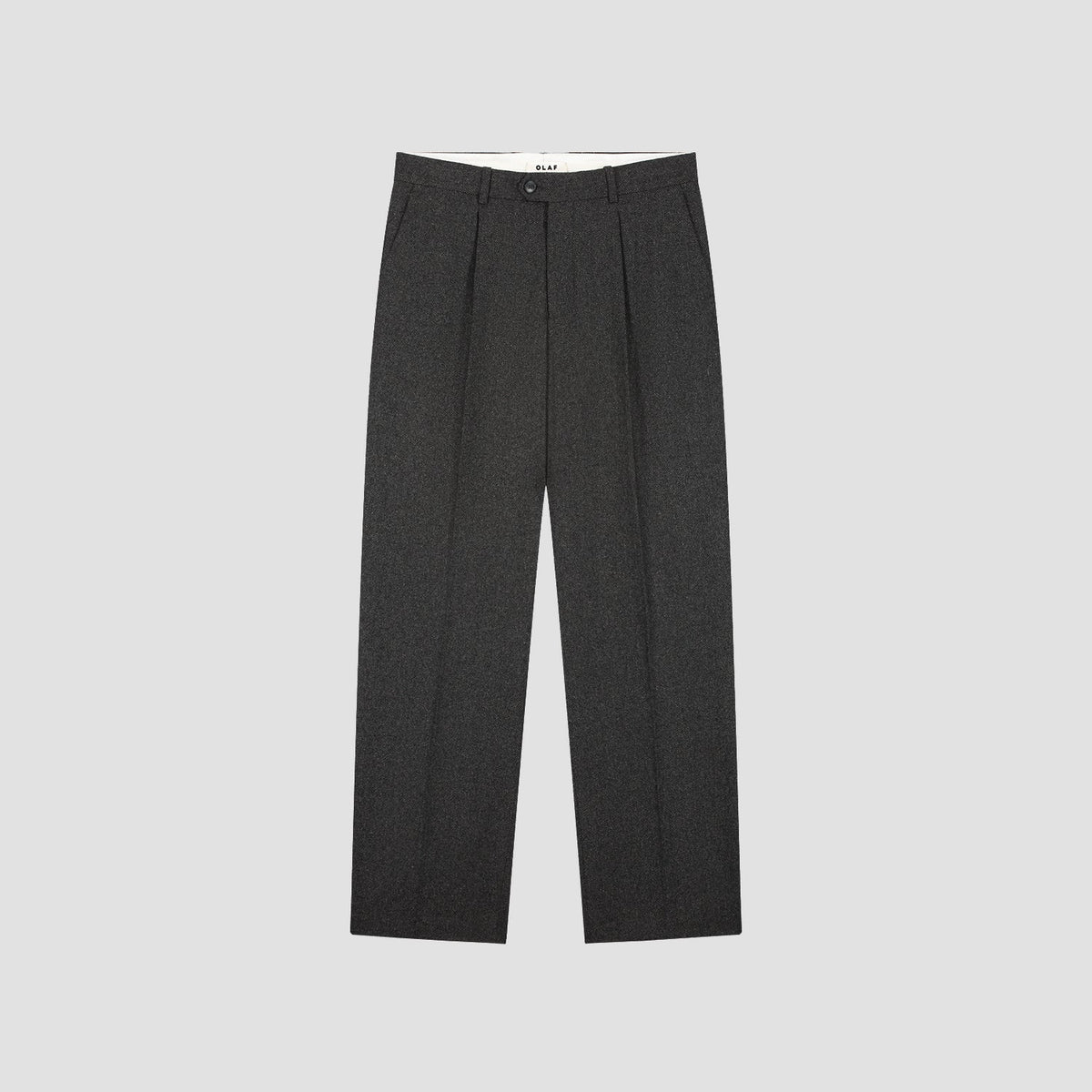 OLAF HUSSEIN HERRINGBONE RELAXED PLEATED PANT - CHARCOAL