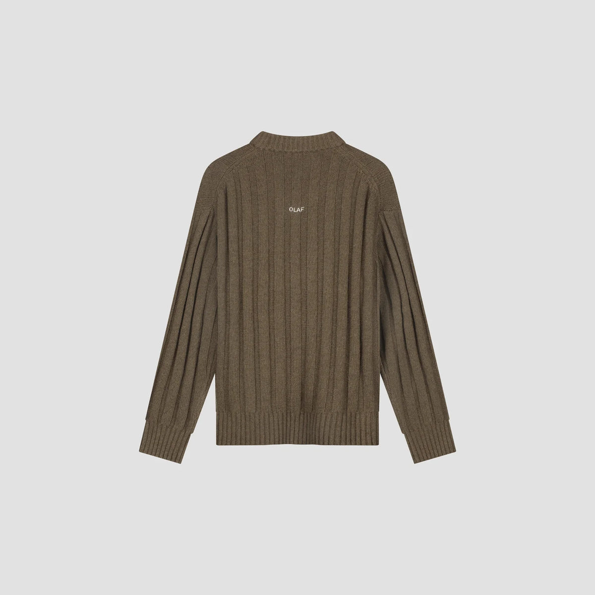 OLAF HUSSEIN RIBBED KNITTED V-NECK - CHOCOLATE CHIP