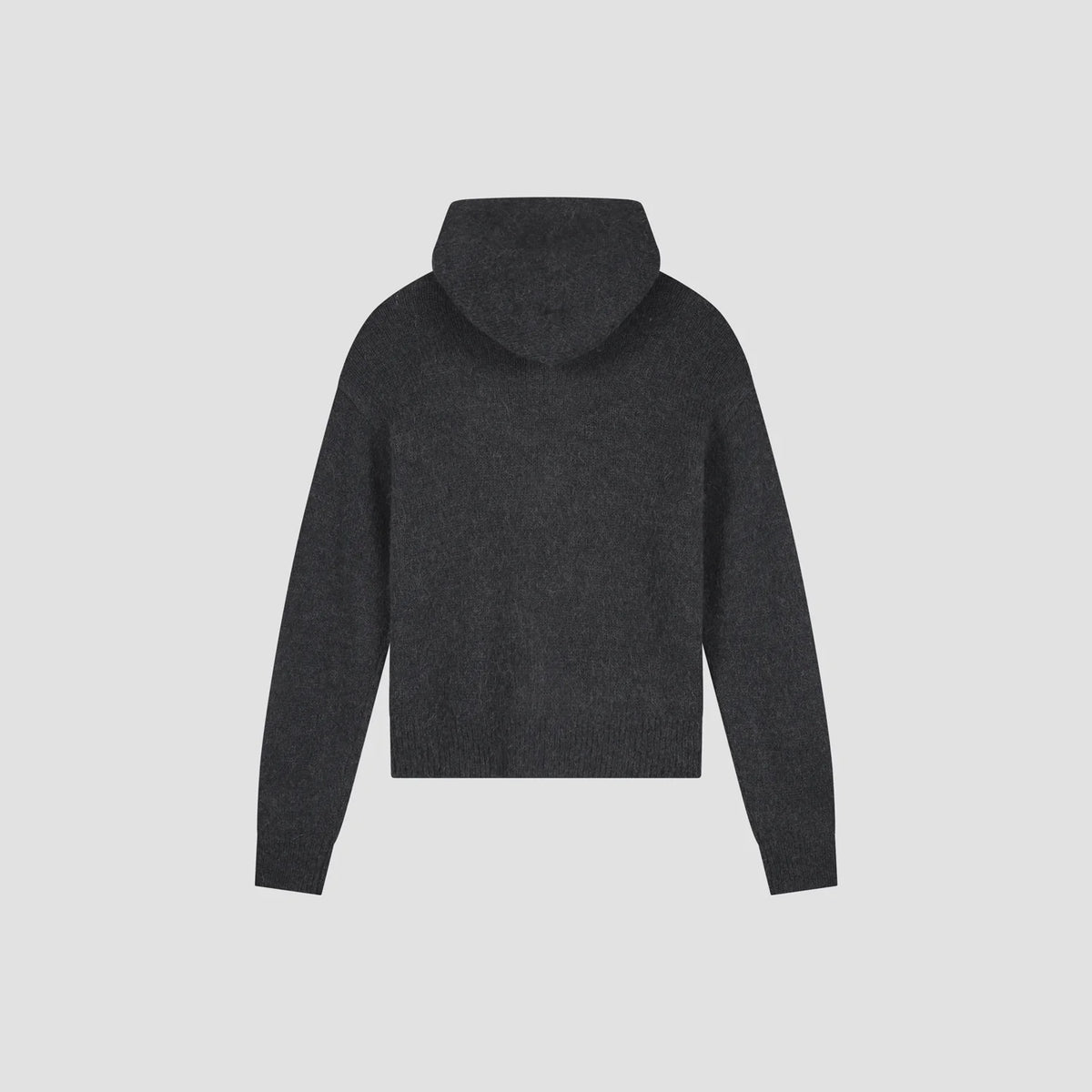 OLAF HUSSEIN  ZIP KNITTED HOODIE - CHARCOAL