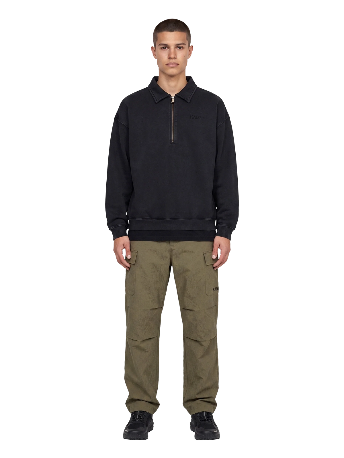 HALO BOXY POLO SWEAT BLACK