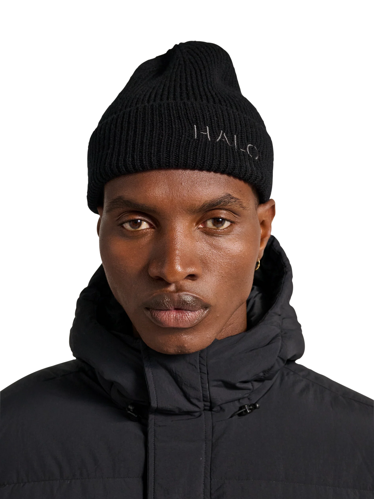HALO WOOL RIB BEANIE BLACK