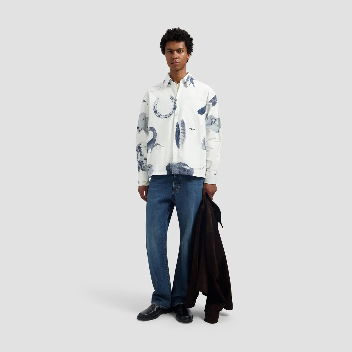 COWBOY AOP BOXY TEE WHITE/NAVY