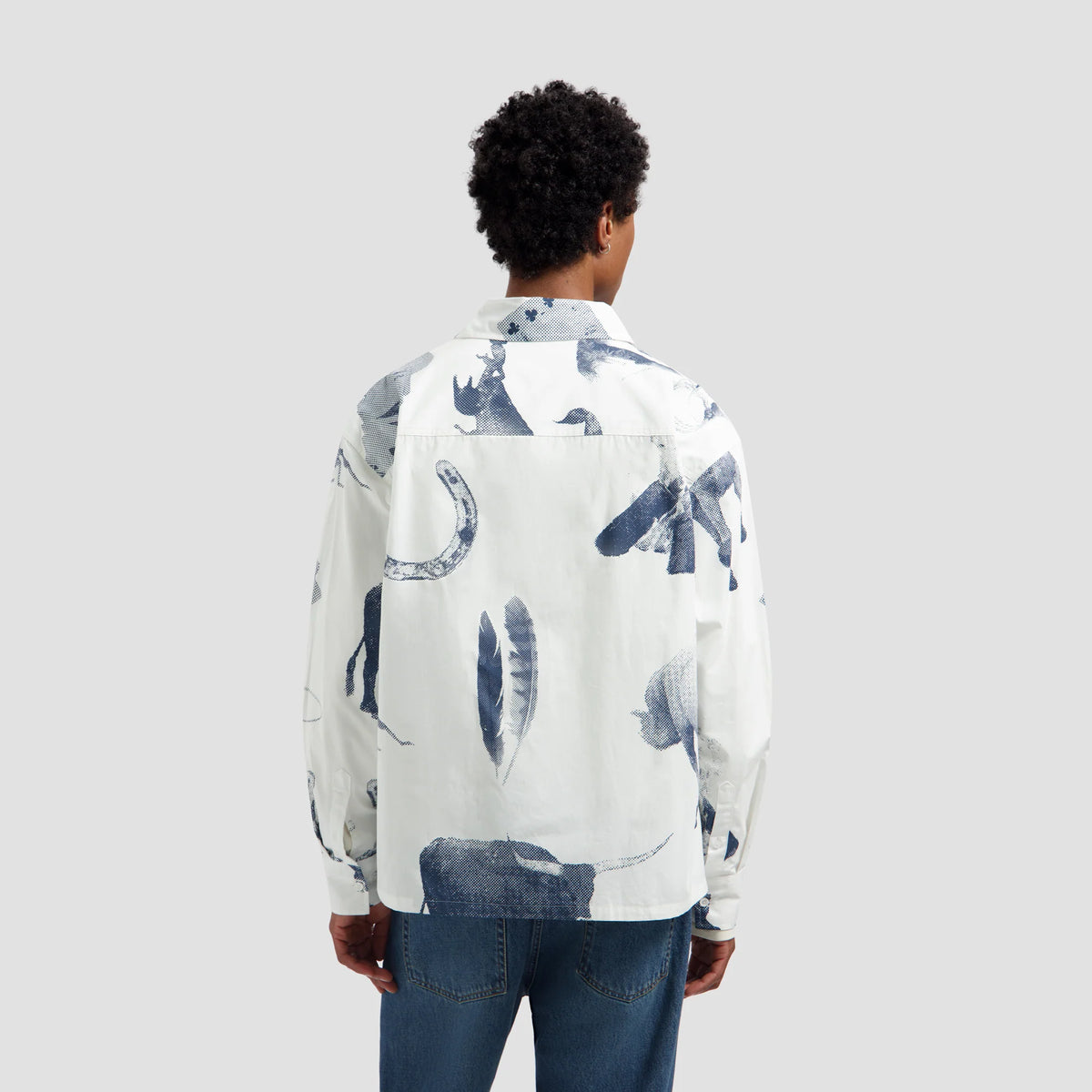 COWBOY AOP BOXY TEE WHITE/NAVY