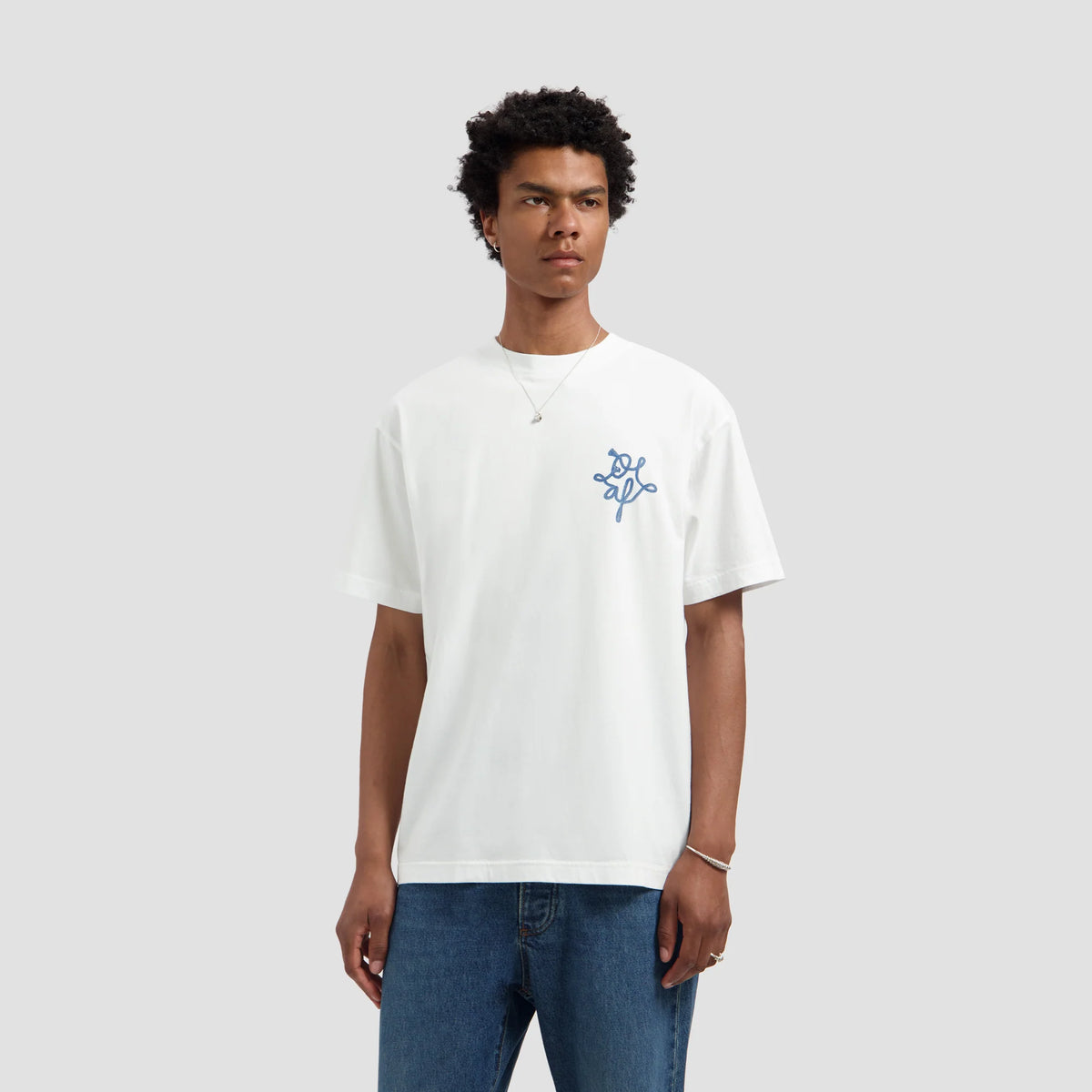 OLAF HUSSEIN LASSO MONOGRAM TEE - OPTICAL WHITE