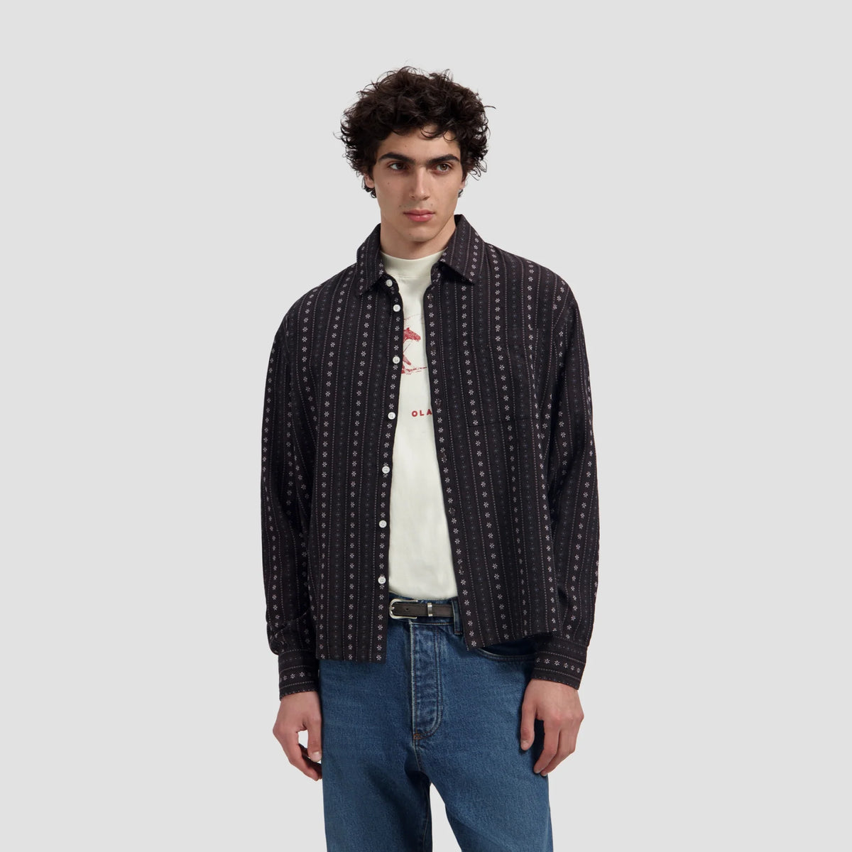 OLAF HUSSEIN HCOWBOY BOXY SHIRT - CHOCOLATE-PLUM