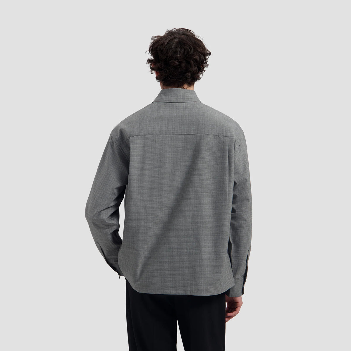 OLAF HUSSEIN WOOL BOXY SHIRT - HEATHER GREY