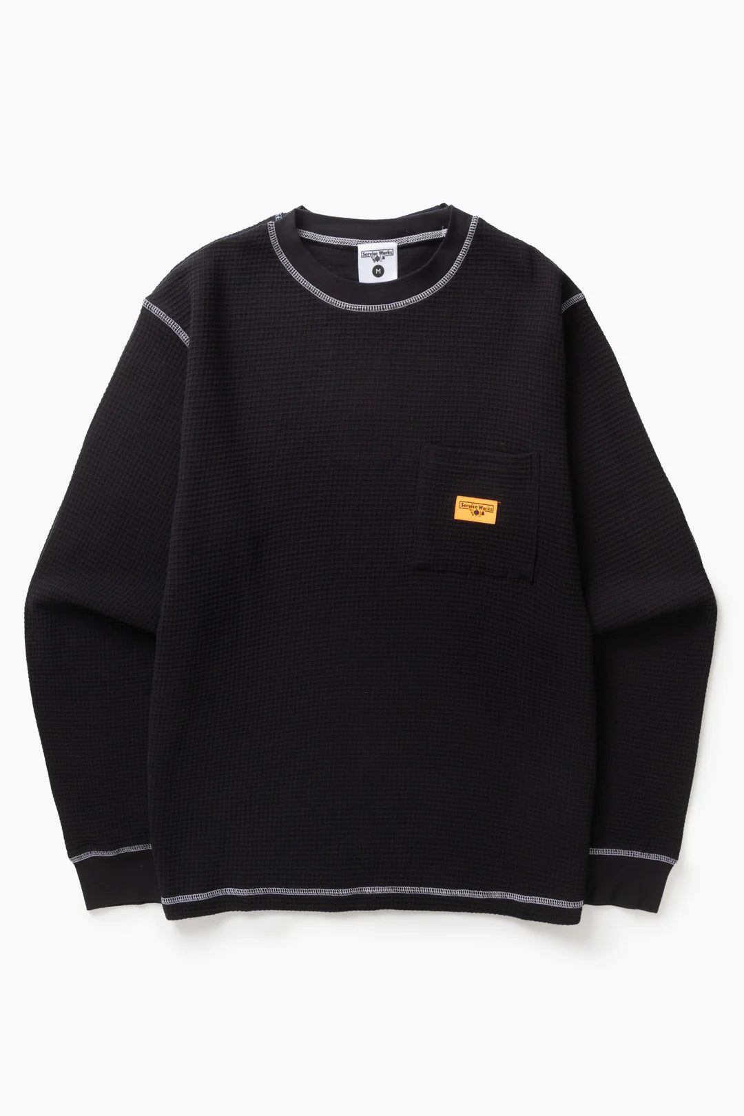 Service Works Waffle Contrast Thermal Long Sleeve Tee - Black/White