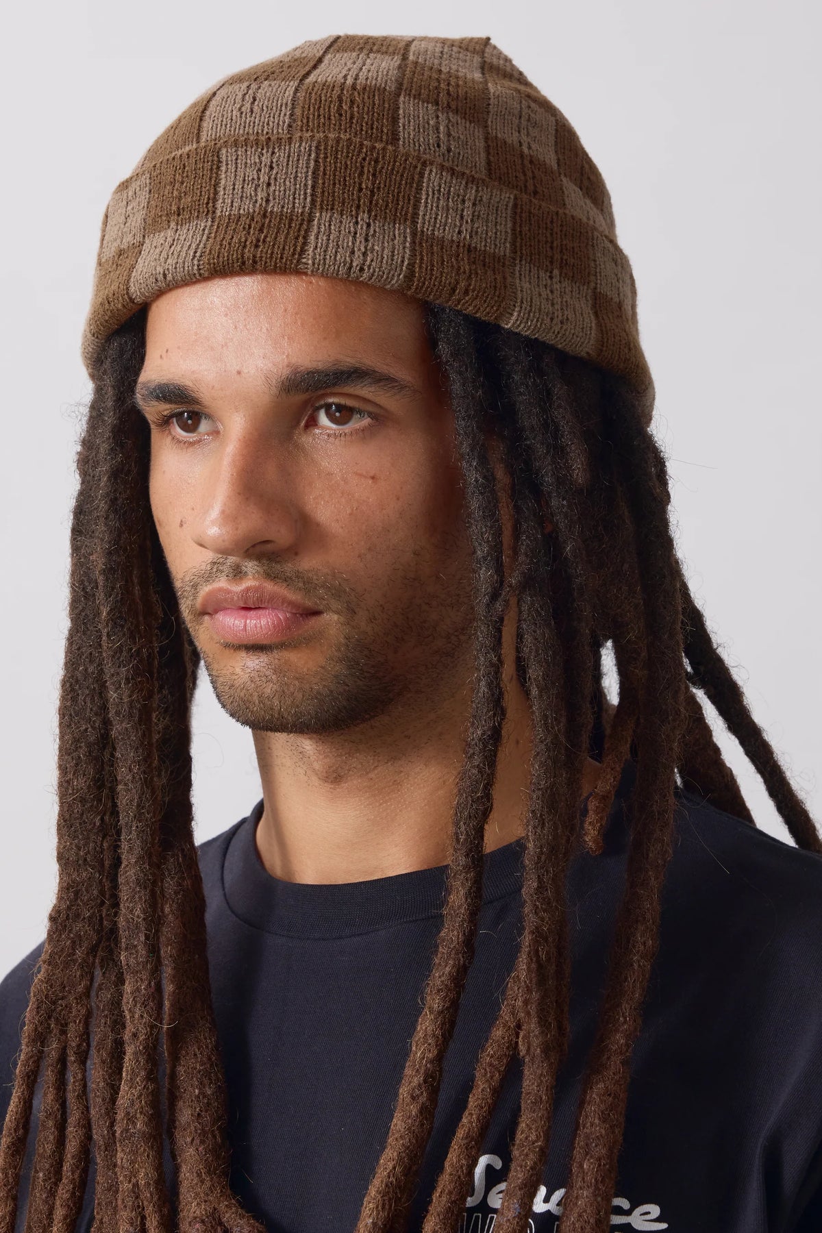 Service Works Chunky Check Beanie - Brown