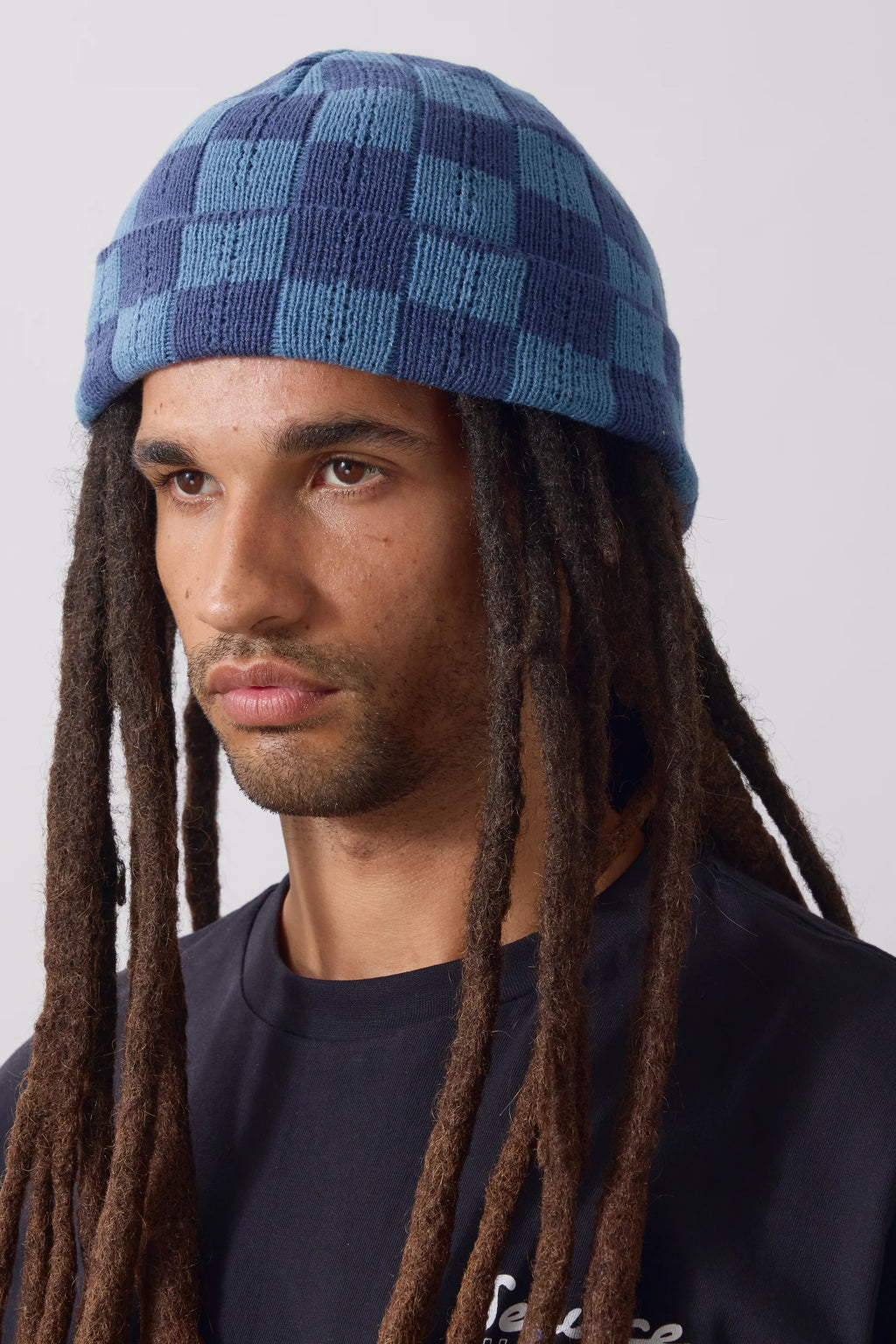 Service Works Chunky Check Beanie - Navy