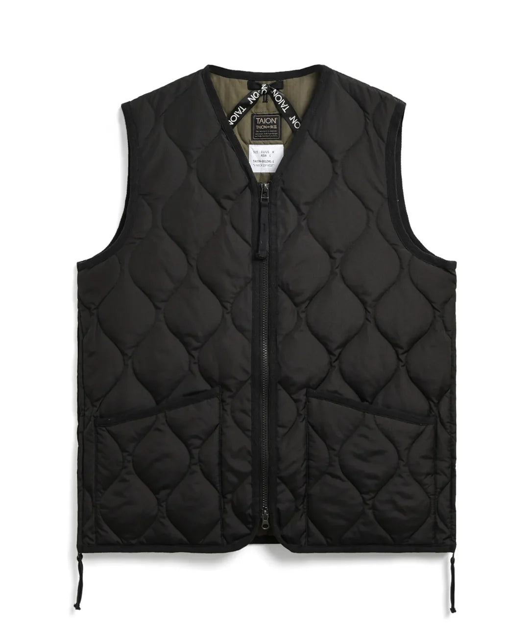 TAION MILITARY ZIP V NEKC DOWN VEST BLACK (HARD SHELL)