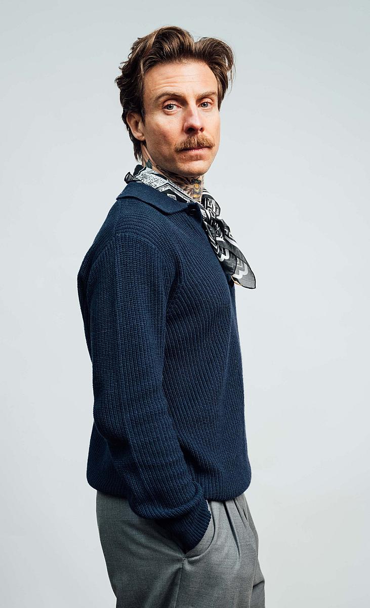 Wooden Polo in Lana Mark – Blu