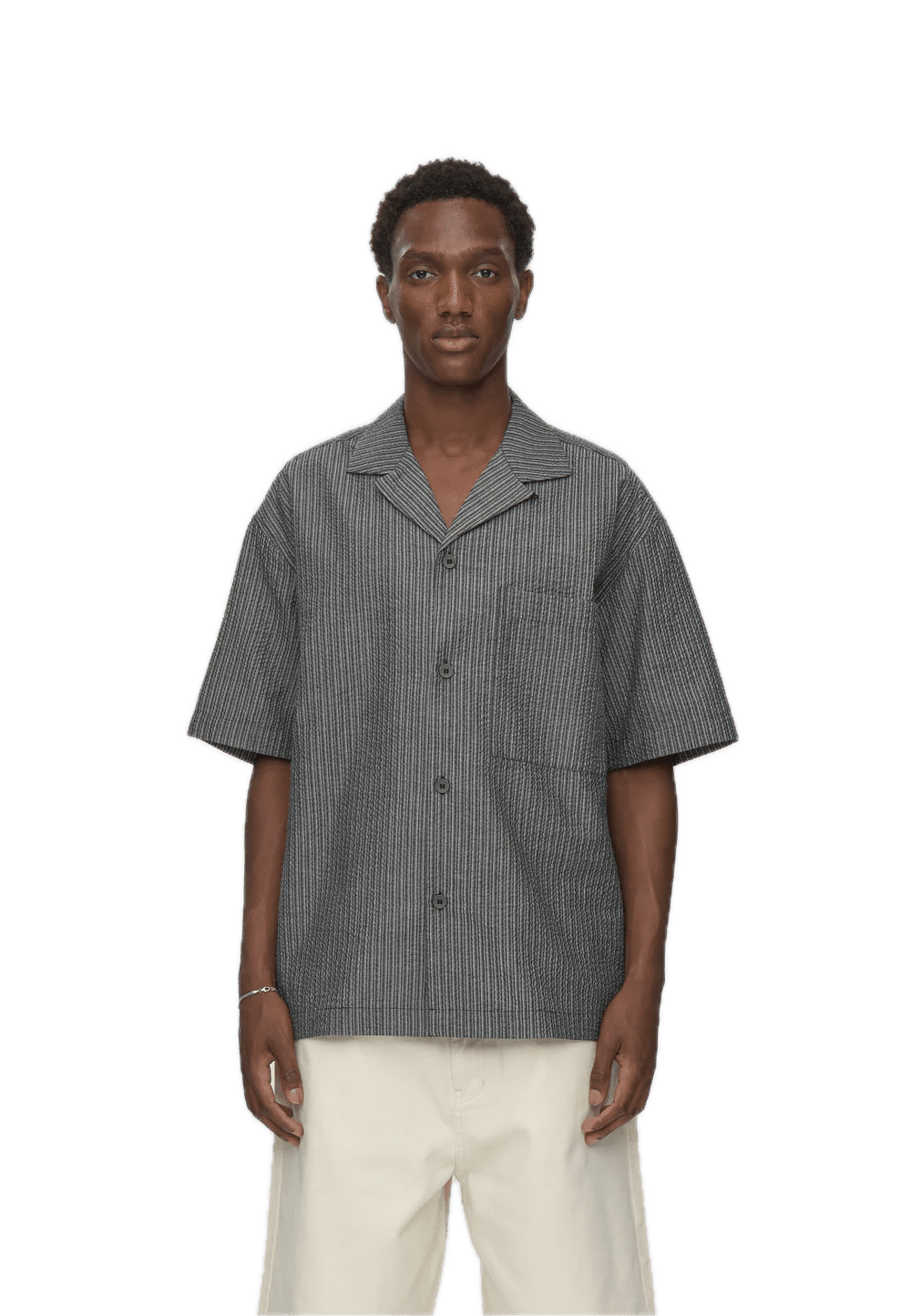 RHODES OVZ SS STRIPED SHIRT 4570 GRAY PINSTRIPE - immagine 3