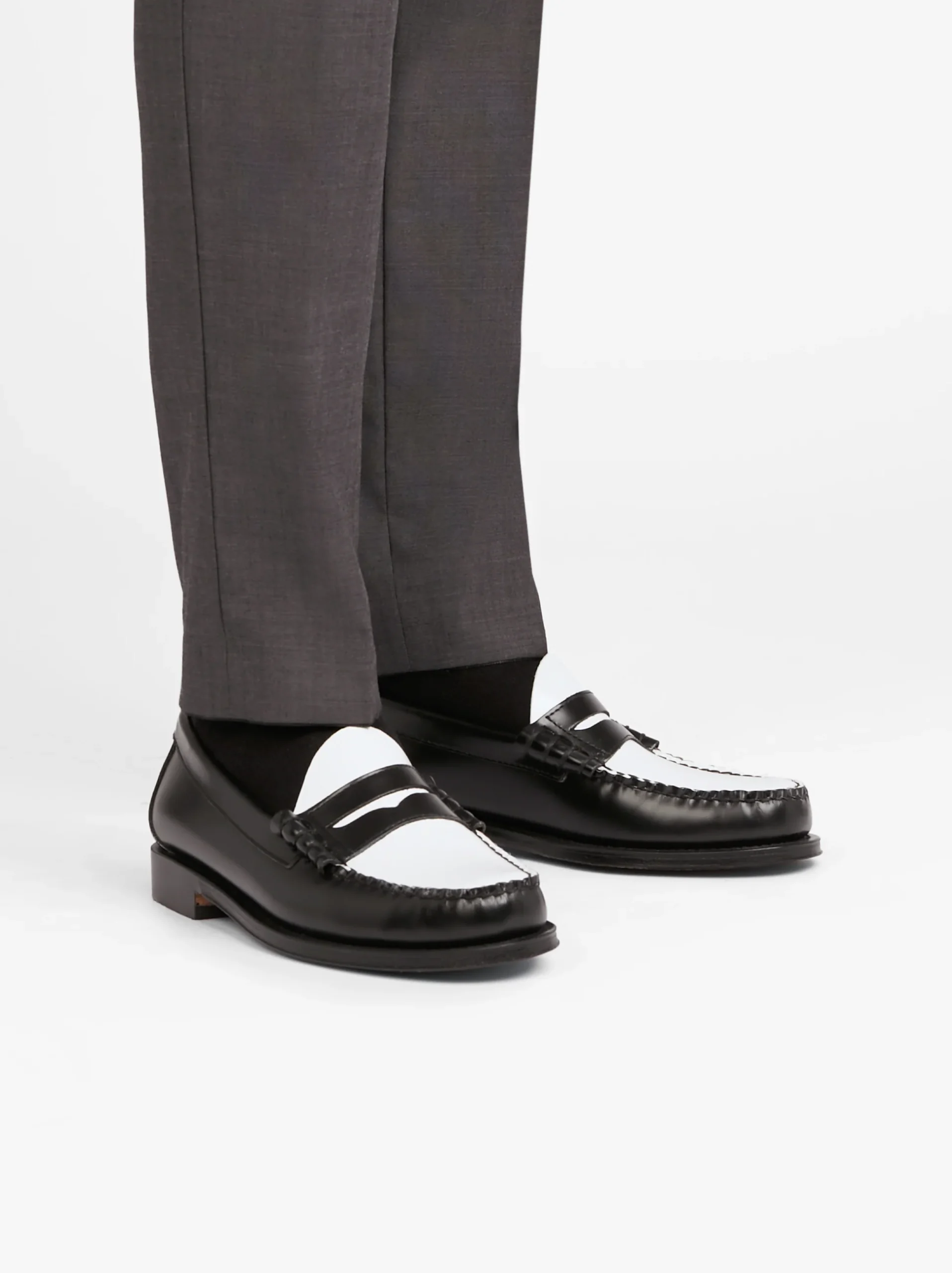 Weejuns Larson Penny Loafers Black & White Leather - immagine 6